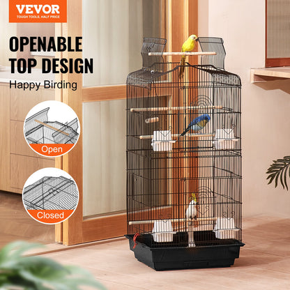 Bird Flight Cage 39 in Metal Hanging Parakeet Cage for Cockatiels Parrot