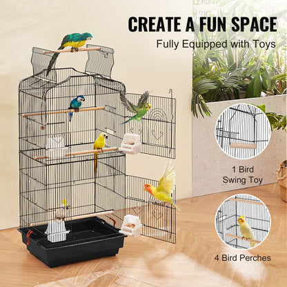 Bird Flight Cage 39 in Metal Hanging Parakeet Cage for Cockatiels Parrot