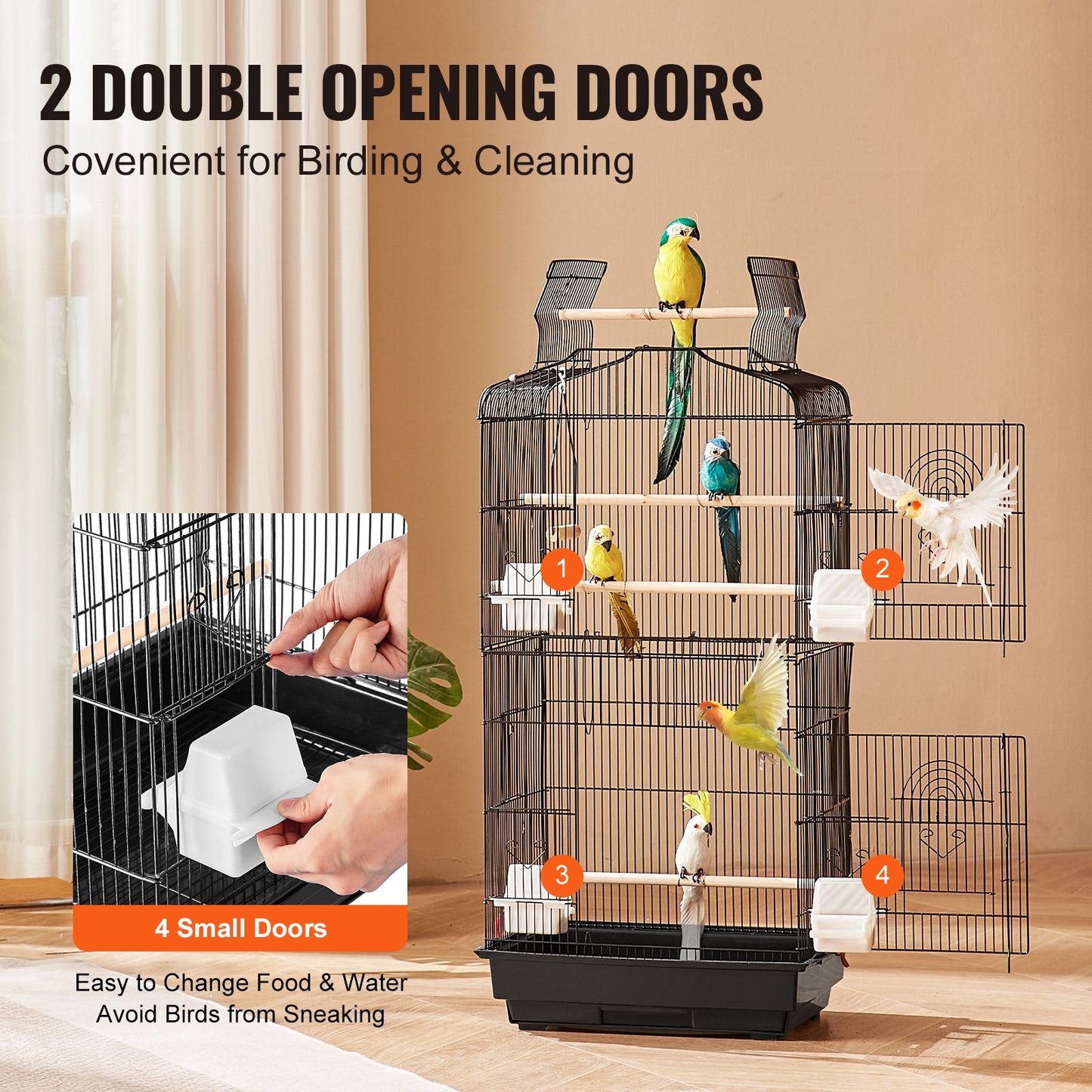 Bird Flight Cage 39 in Metal Hanging Parakeet Cage for Cockatiels Parrot