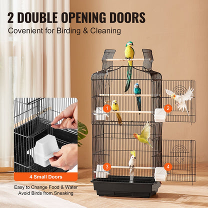 Bird Flight Cage 39 in Metal Hanging Parakeet Cage for Cockatiels Parrot