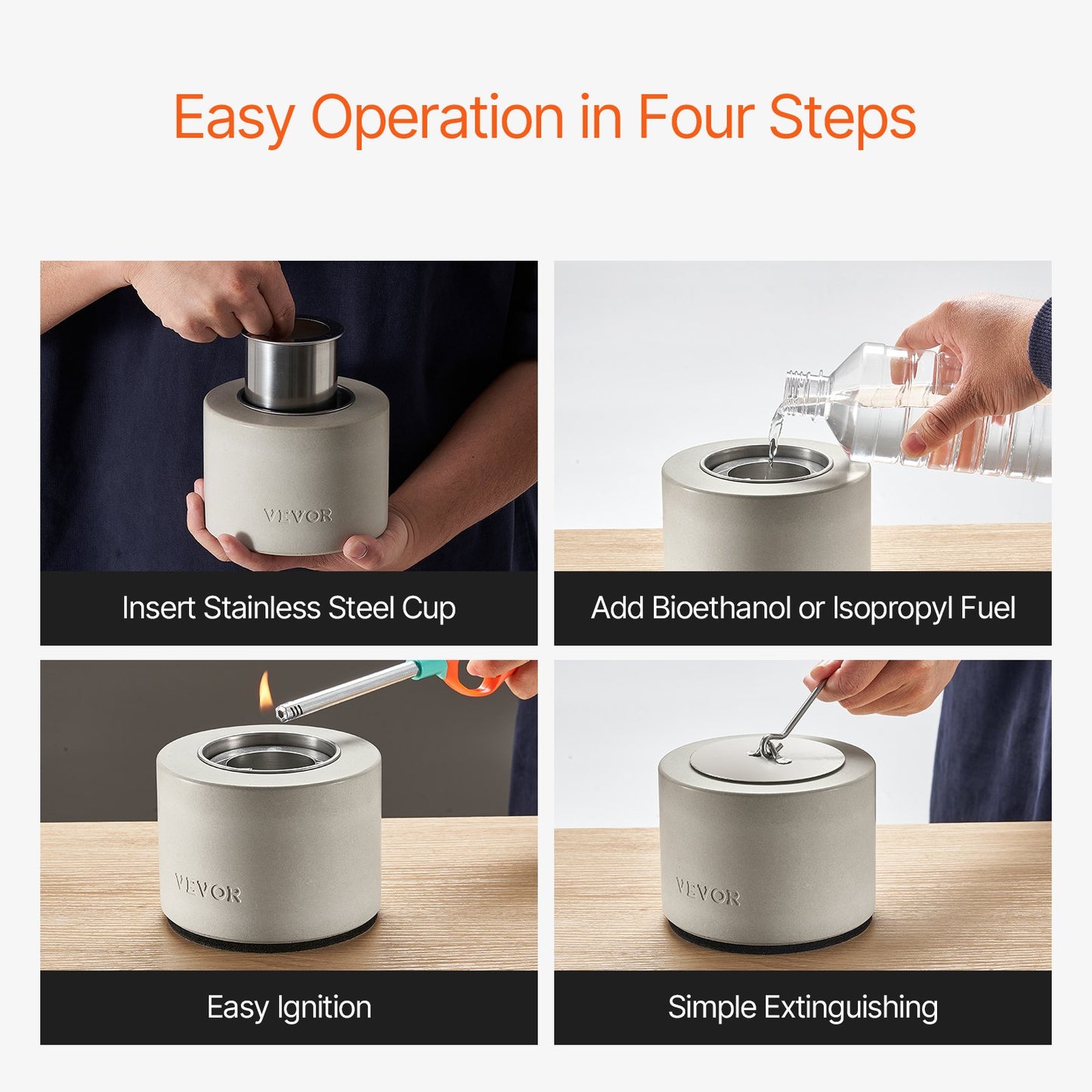 Bordsskiva Fire Pit Bowl Betong Öppen spis inomhus utomhus uteplats Cylinder