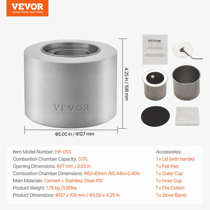 Bordsskiva Fire Pit Bowl Betong Öppen spis inomhus utomhus uteplats Cylinder