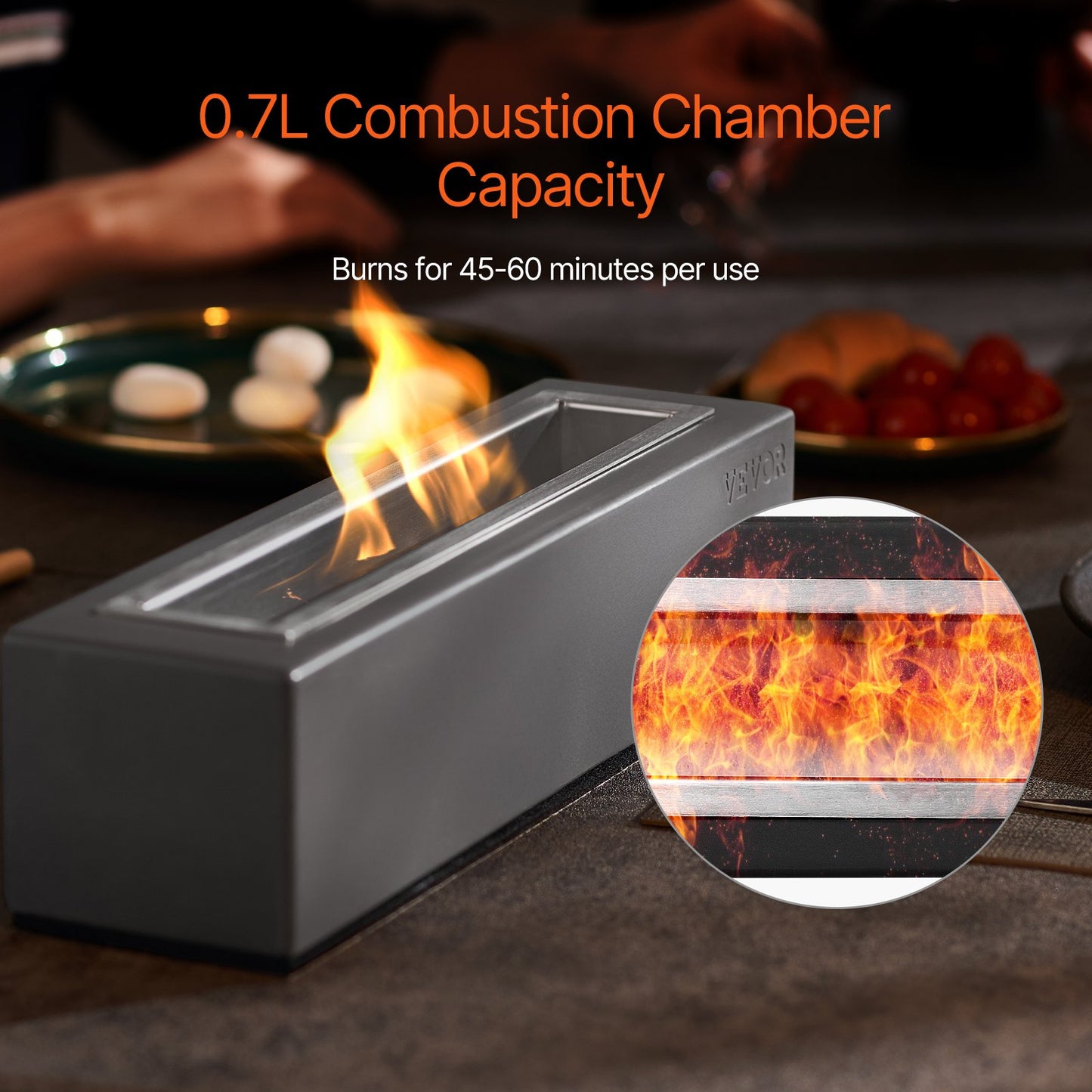 Bordsskiva Fire Pit Bowl 15 tums betong öppen spis inomhus utomhus uteplats