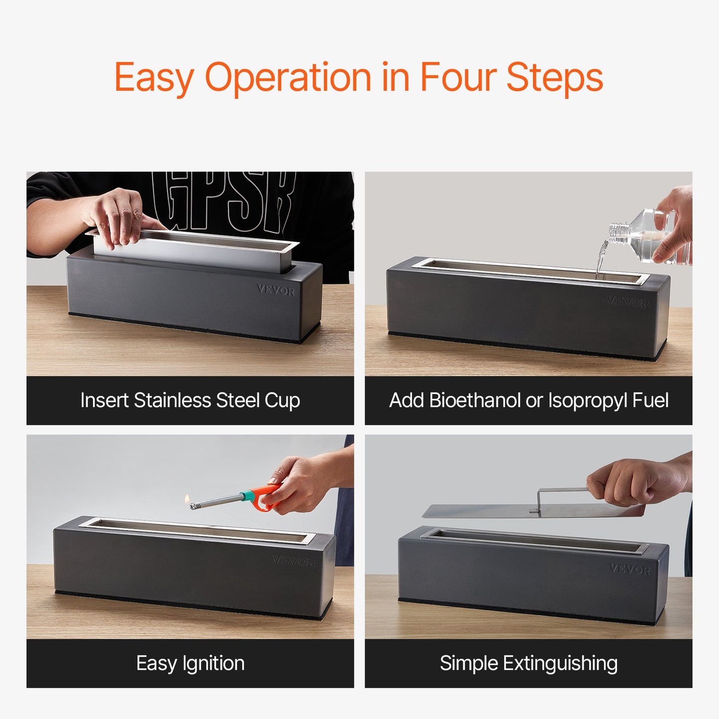 Bordsskiva Fire Pit Bowl 15 tums betong öppen spis inomhus utomhus uteplats