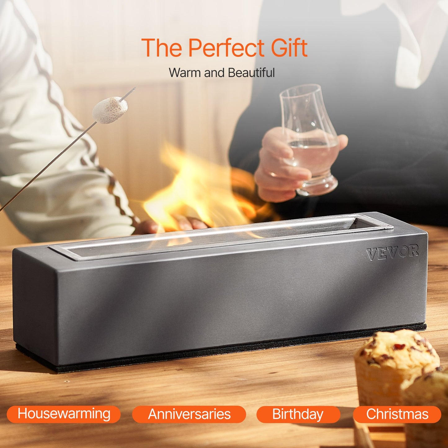 Bordsskiva Fire Pit Bowl 15 tums betong öppen spis inomhus utomhus uteplats