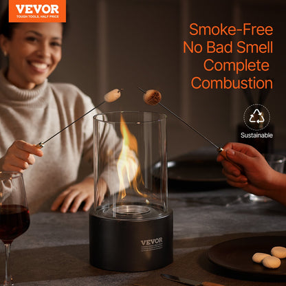 Bordsskiva Fire Pit 6 tums metall öppen spis inomhus utomhus med glas