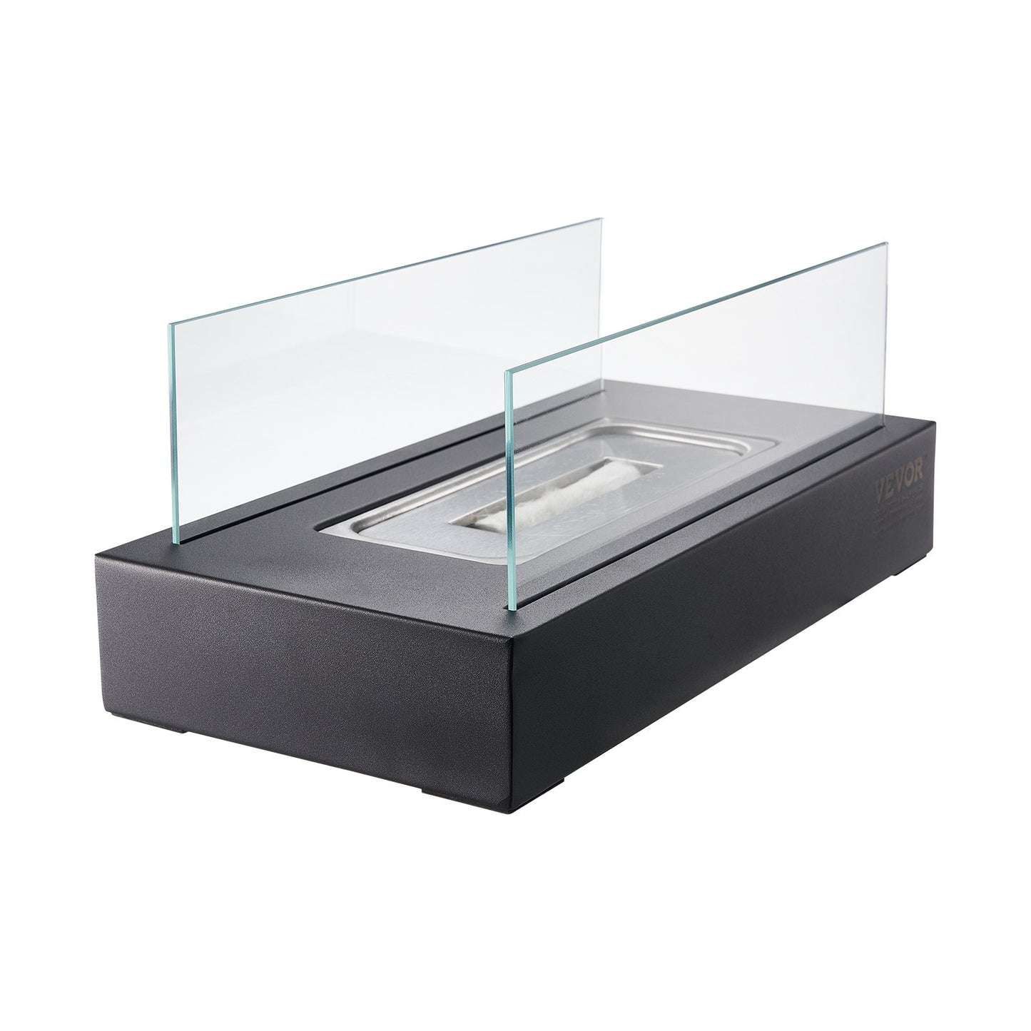 Bordsskiva Fire Pit 14 tums metall öppen spis inomhus utomhus med glas