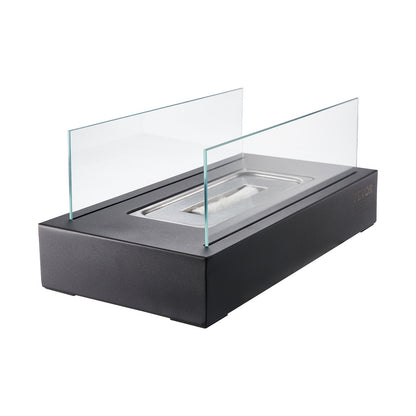 Bordsskiva Fire Pit 14 tums metall öppen spis inomhus utomhus med glas