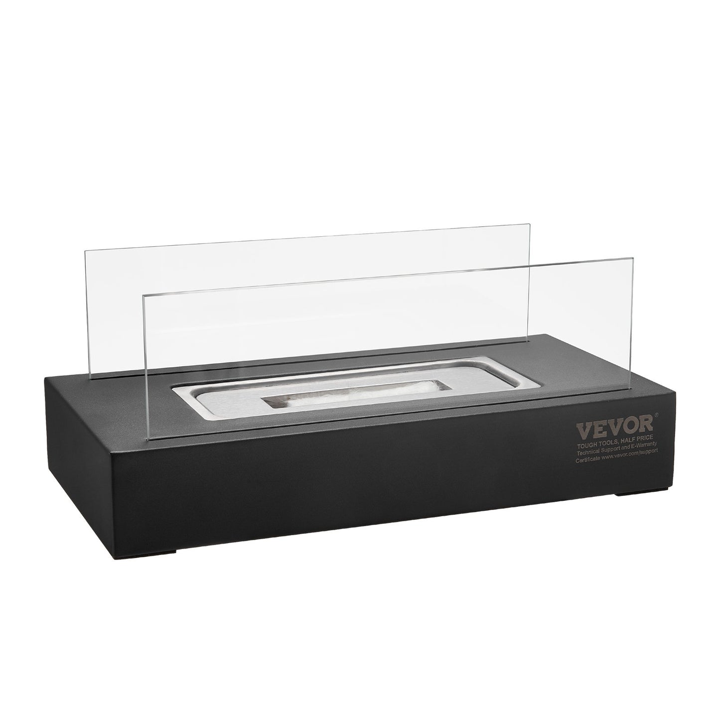 Bordsskiva Fire Pit 14 tums metall öppen spis inomhus utomhus med glas