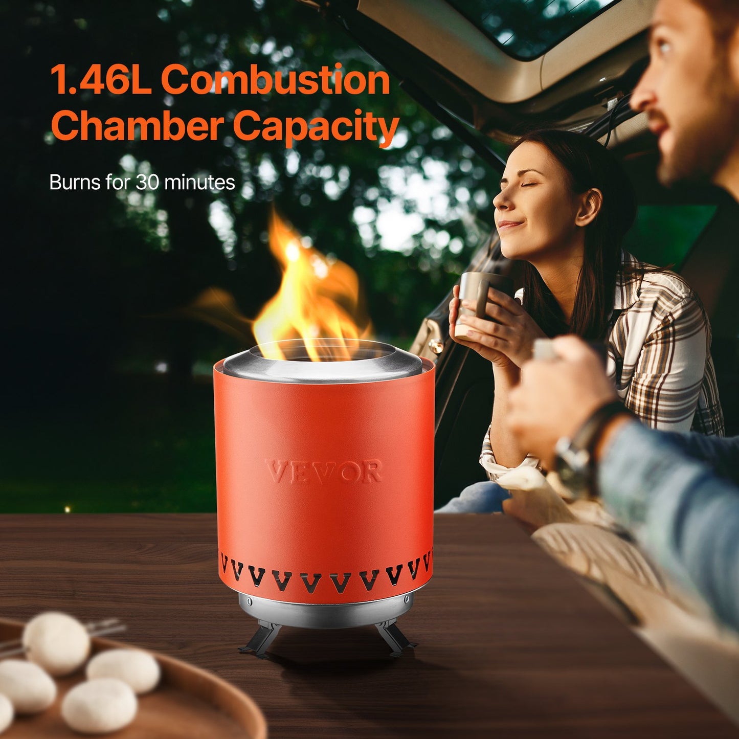 Bordsskiva Fire Pit 6 tums eldstad i rostfritt stål inomhus utomhus Röd