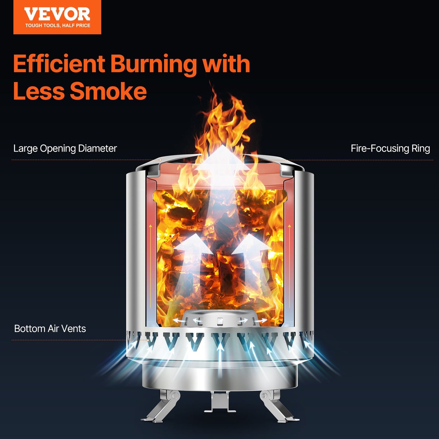 Bordsskiva Fire Pit 6 tums eldstad i rostfritt stål inomhus utomhus silver