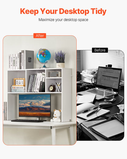 Desktop Bokhylla Vit Desktop Storage Organizer 1-nivå för kontor och hem