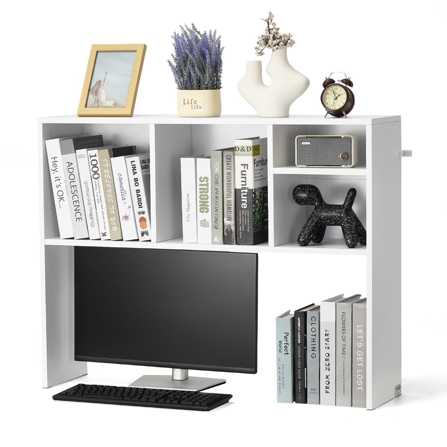 Desktop Bokhylla Vit Desktop Storage Organizer 1-nivå för kontor och hem