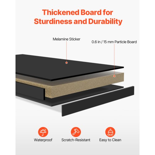 Skrivbordsbokhylla, 1-vånings förvaringsorganisatör, 94 x 23 x 69 cm förvaringsställ i trä, skrivbordsbokhylla med halkfria fötter, för kontor, hem och studentrum, svart |  EU