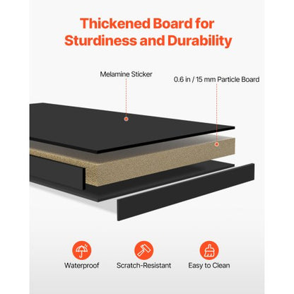 Skrivbordsbokhylla, 1-vånings förvaringsorganisatör, 94 x 23 x 69 cm förvaringsställ i trä, skrivbordsbokhylla med halkfria fötter, för kontor, hem och studentrum, svart |  EU