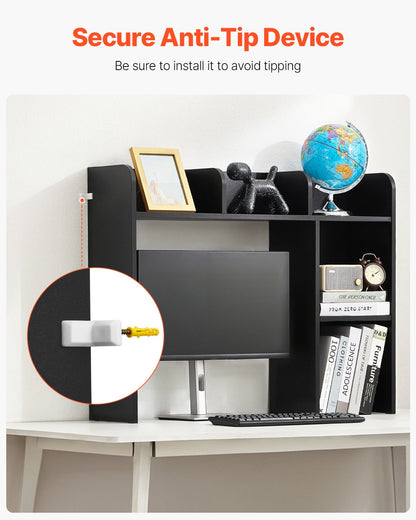 Desktop Bokhylla Svart Desktop Storage Organizer 2-nivå för kontor och hem