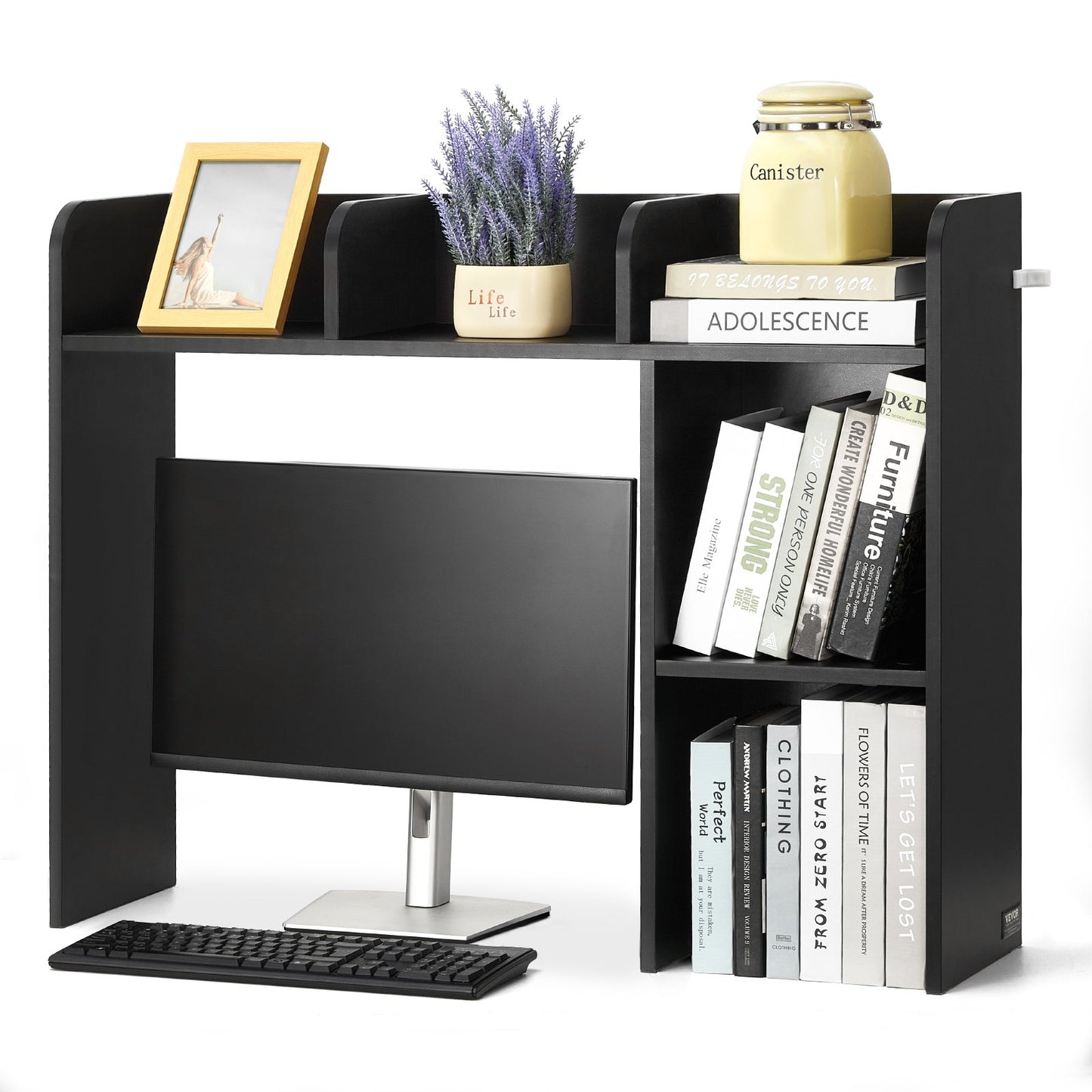 Desktop Bokhylla Svart Desktop Storage Organizer 2-nivå för kontor och hem