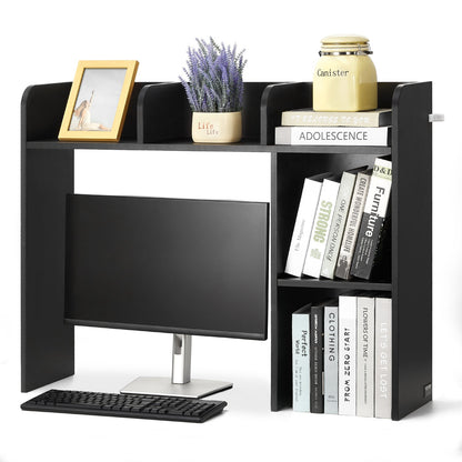 Desktop Bokhylla Svart Desktop Storage Organizer 2-nivå för kontor och hem