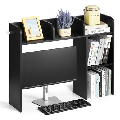 Desktop Bokhylla Svart Desktop Storage Organizer 2-nivå för kontor och hem