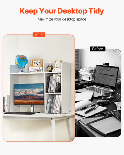 Desktop Bokhylla Vit Desktop Storage Organizer 2-nivå för kontor och hem