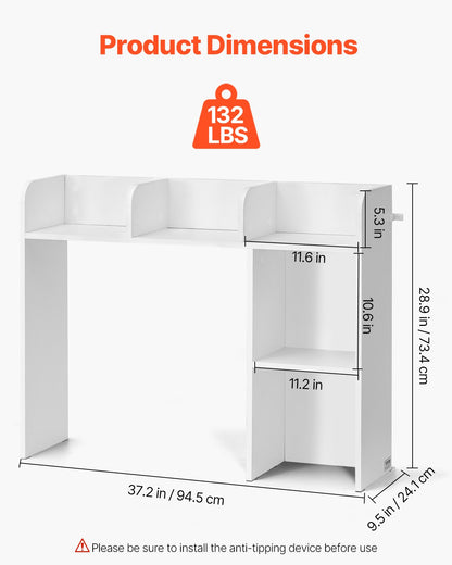 Desktop Bokhylla Vit Desktop Storage Organizer 2-nivå för kontor och hem