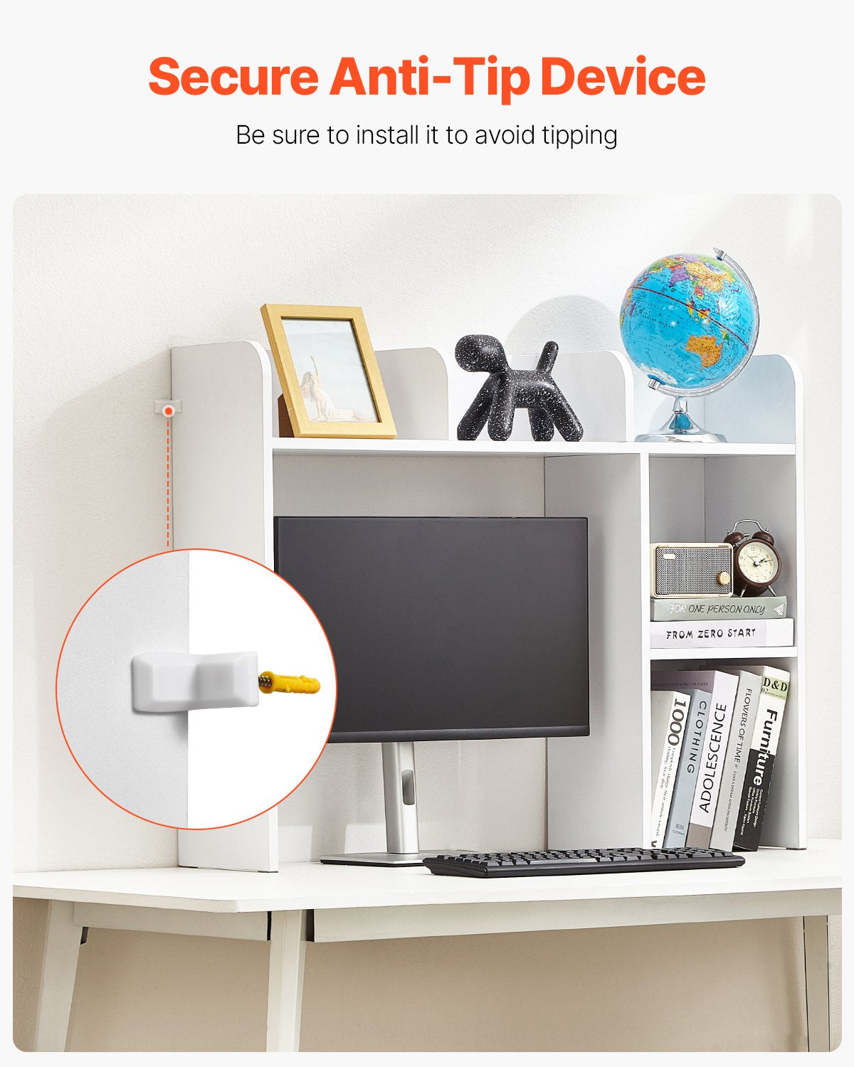 Desktop Bokhylla Vit Desktop Storage Organizer 2-nivå för kontor och hem