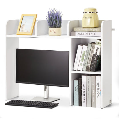 Desktop Bokhylla Vit Desktop Storage Organizer 2-nivå för kontor och hem