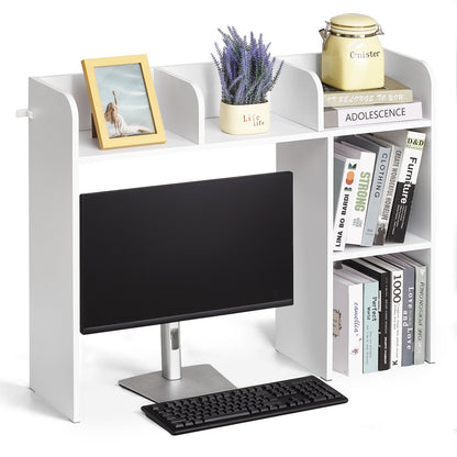 Desktop Bokhylla Vit Desktop Storage Organizer 2-nivå för kontor och hem