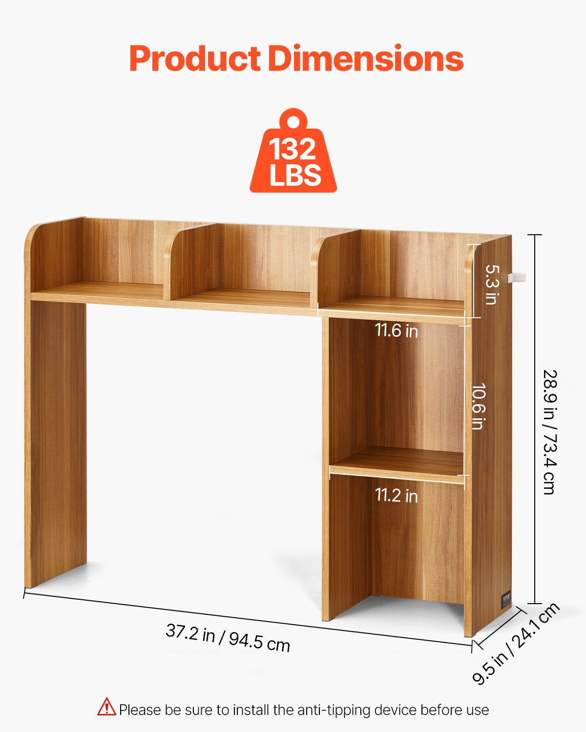 Desktop Bookshelf Wood Desktop Storage Organizer 2-nivå för kontor och hem
