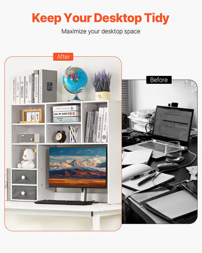 Desktop Bokhylla Vit Desktop Storage Organizer 3-nivå för kontor och hem