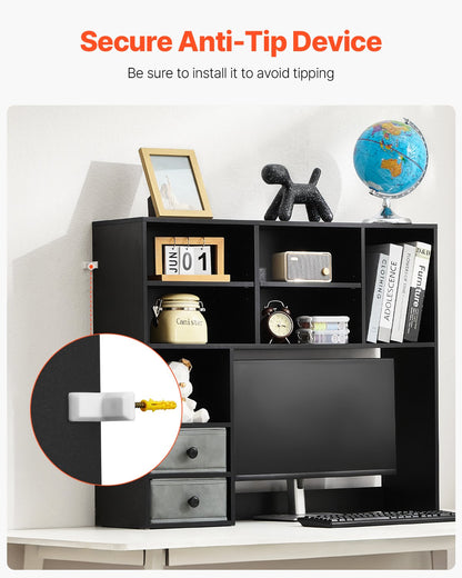 Desktop Bokhylla Svart Desktop Storage Organizer 3-nivå för kontor och hem