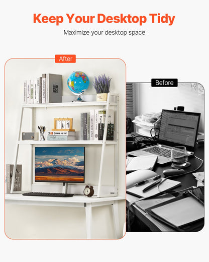 Desktop Bookshelf Desktop Storage Organizer 2-nivå för Office & Home White