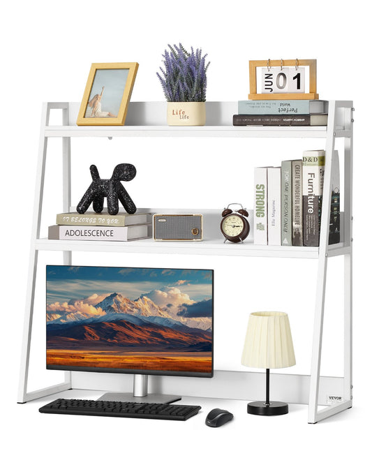 Desktop Bookshelf Desktop Storage Organizer 2-nivå för Office & Home White