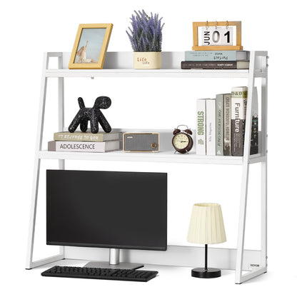 Desktop Bookshelf Desktop Storage Organizer 2-nivå för Office & Home White