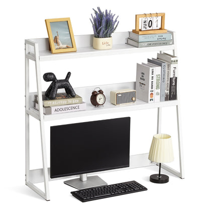 Desktop Bookshelf Desktop Storage Organizer 2-nivå för Office & Home White