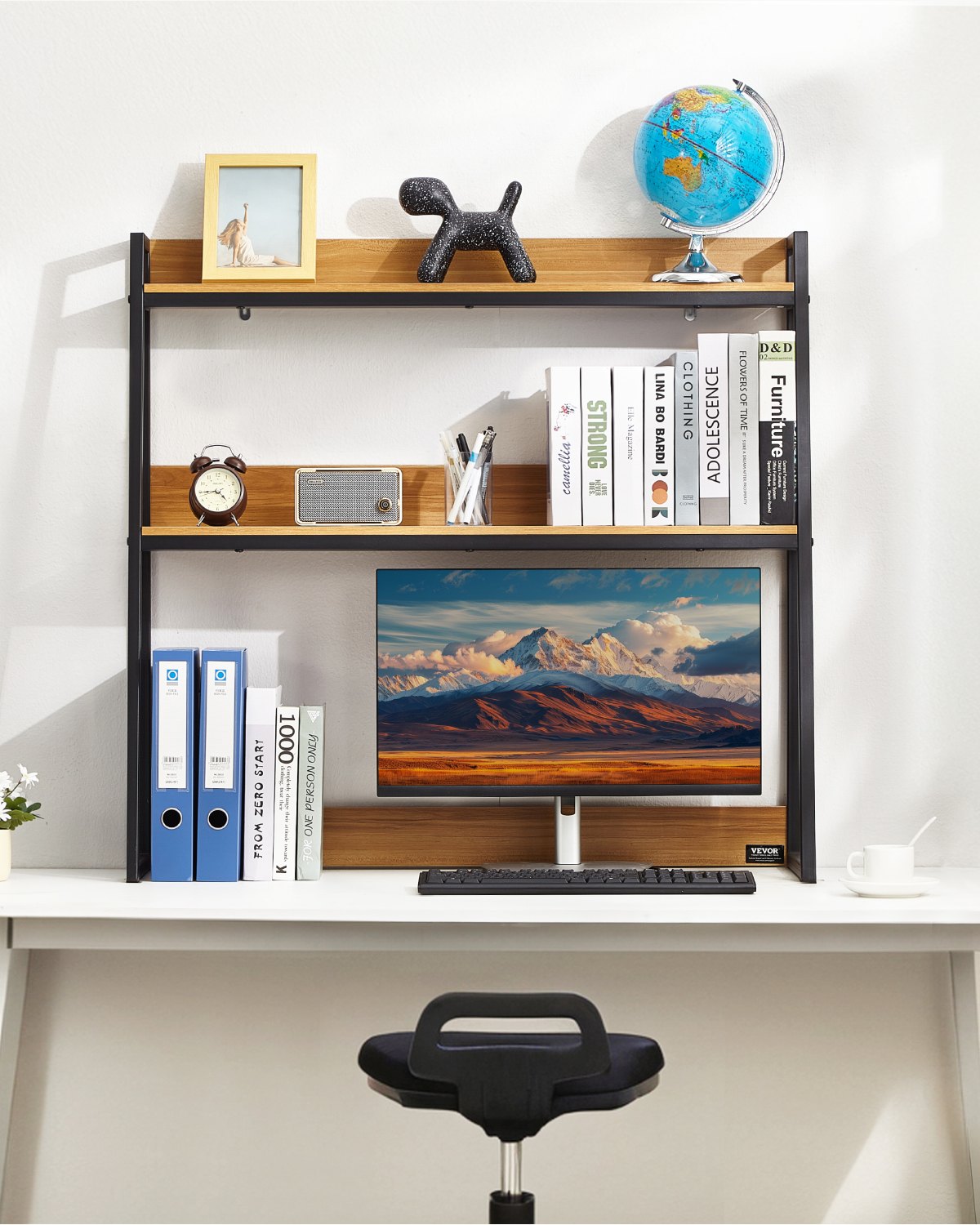 Desktop Bookshelf Desktop Storage Organizer 2-nivå för kontor och hem