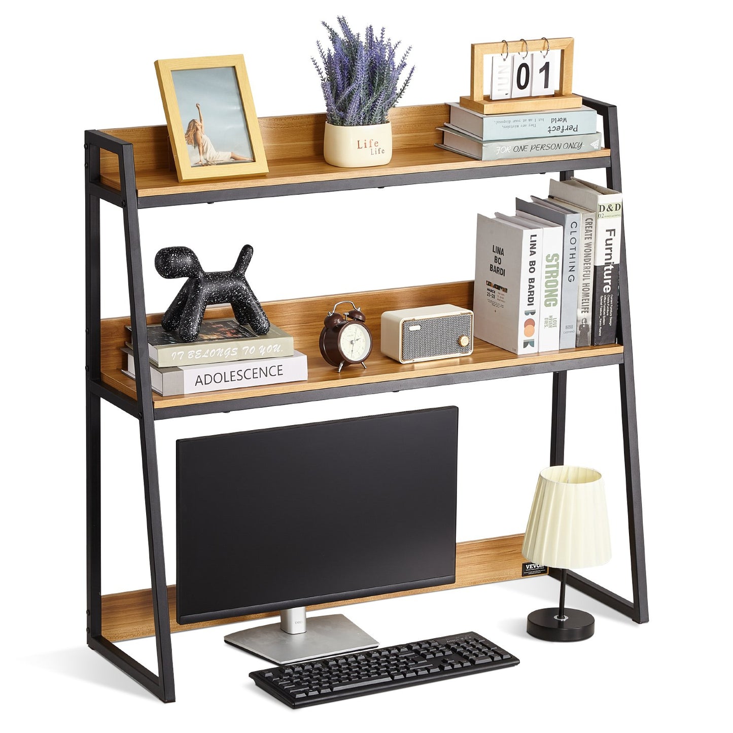 Desktop Bookshelf Desktop Storage Organizer 2-nivå för kontor och hem
