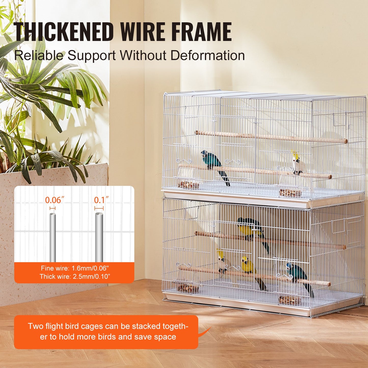 30-inch Flight Bird Cage, Stackable Bird Cage for Small Parrots Canaries Cockatiels Lovebirds Finches Budgies Conures Macaws Pet Travel Birdcage with Handle and Perches