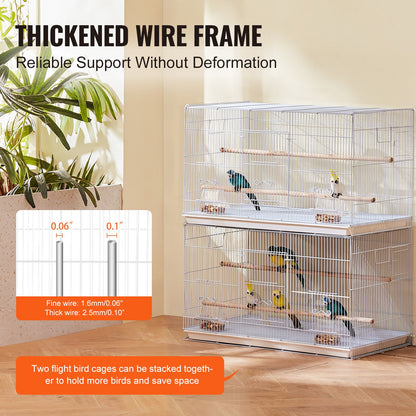30-inch Flight Bird Cage, Stackable Bird Cage for Small Parrots Canaries Cockatiels Lovebirds Finches Budgies Conures Macaws Pet Travel Birdcage with Handle and Perches