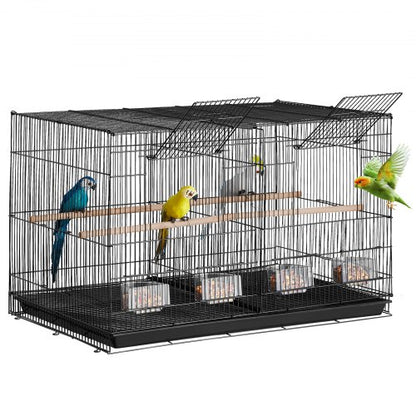 30-inch Flight Bird Cage, Stackable Divided Small Parakeet Cage for Parrots Canaries Cockatiels Lovebirds Finches Budgies Conures Macaws Pet Travel Birdcage with Handle and Perches