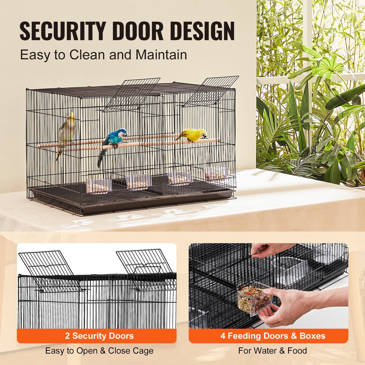 Bird Flight Cage with Divider 18 in Small Metal Parakeet Cage Black