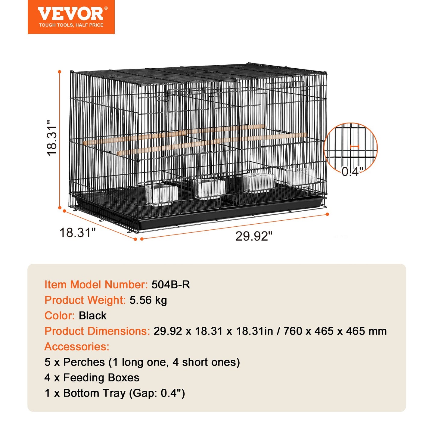 Bird Flight Cage with Divider 18 in Small Metal Parakeet Cage Black