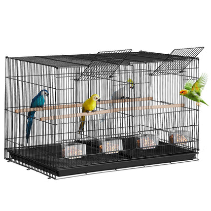 Bird Flight Cage with Divider 18 in Small Metal Parakeet Cage Black