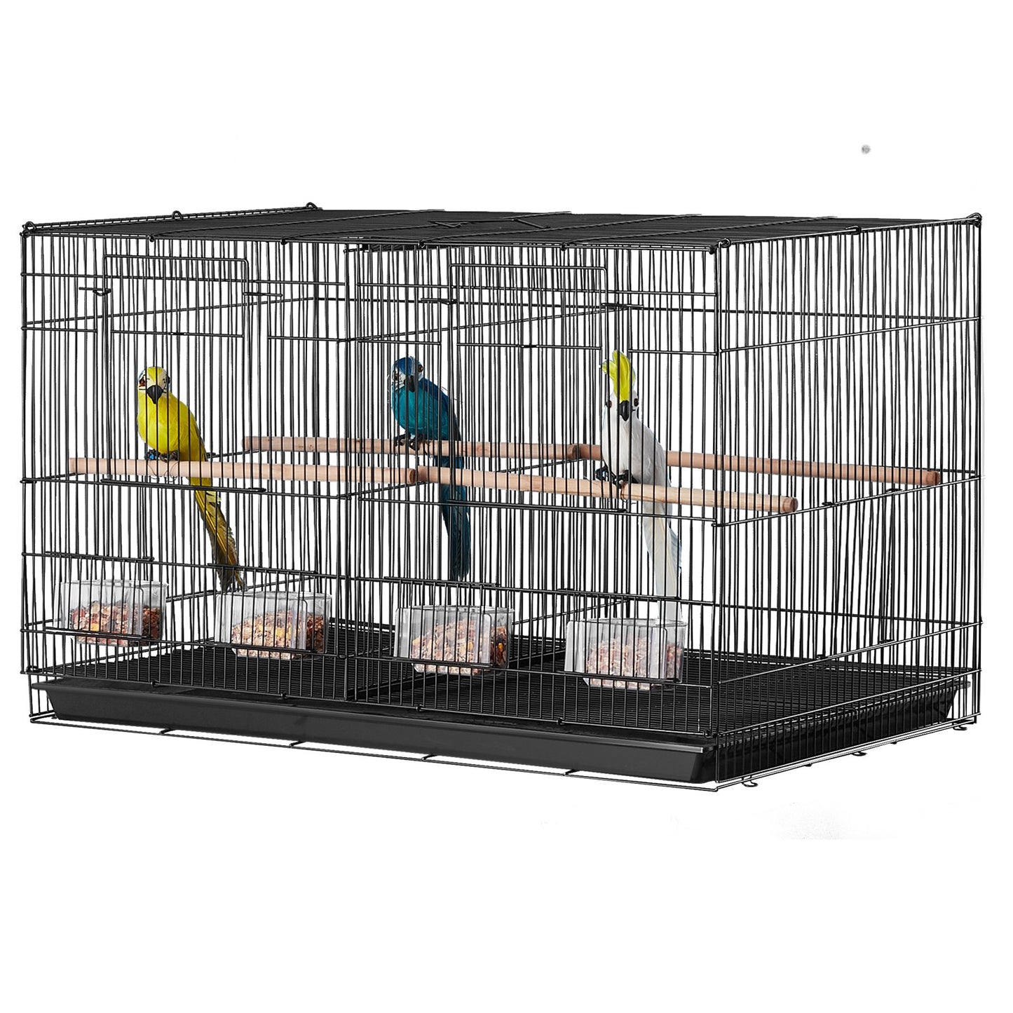 Bird Flight Cage with Divider 18 in Small Metal Parakeet Cage Black