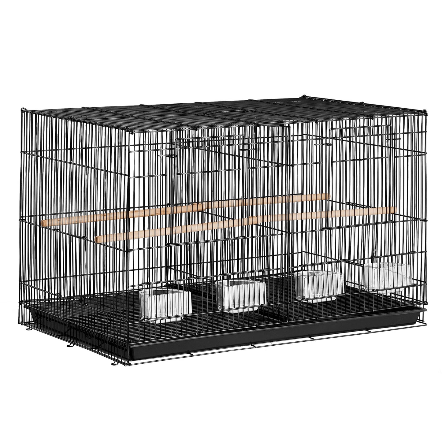 Bird Flight Cage with Divider 18 in Small Metal Parakeet Cage Black