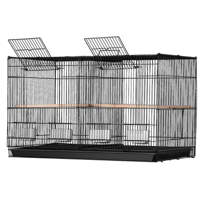 Bird Flight Cage with Divider 18 in Small Metal Parakeet Cage Black