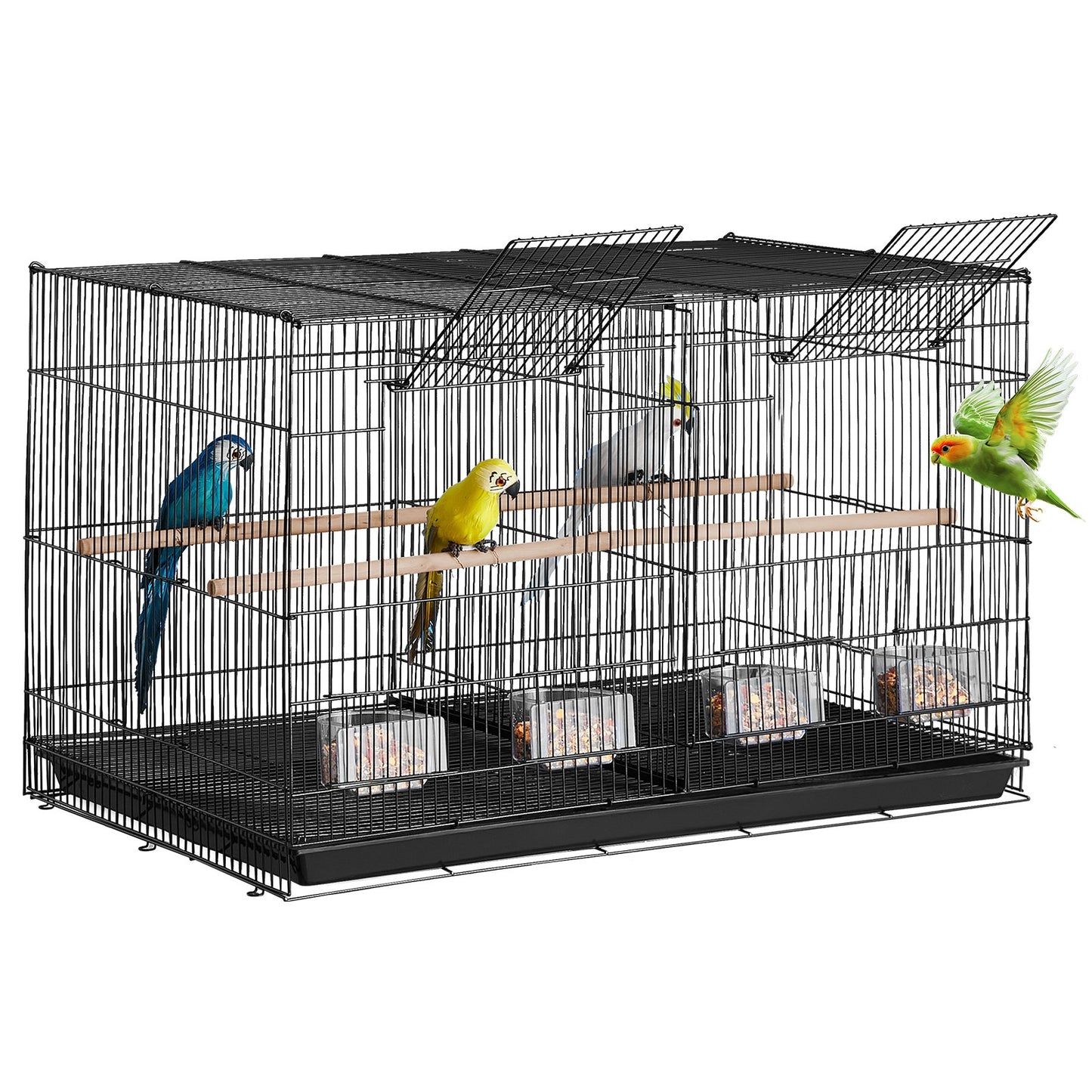 Bird Flight Cage with Divider 18 in Small Metal Parakeet Cage Black