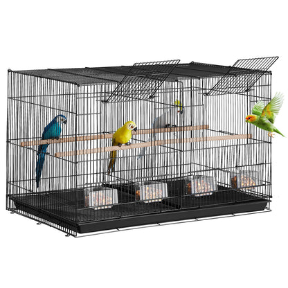 Bird Flight Cage with Divider 18 in Small Metal Parakeet Cage Black