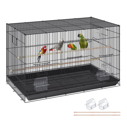 30 Inch Bird Cage, Metal Large Parakeet Cages for Cockatiels Small Parrot Budgies Lovebirds Canary, Pet Bird Cage with Rolling Stand and Tray