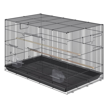 30 Inch Bird Cage, Metal Large Parakeet Cages for Cockatiels Small Parrot Budgies Lovebirds Canary, Pet Bird Cage with Rolling Stand and Tray